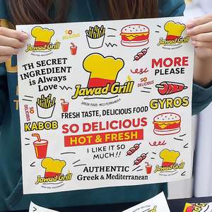 Disposable Food Grade Material Wax <b>Paper</b> <b>Sheets</b> for Burger <b>Wrapping</b> Custom Logo Print <b>Paper</b> for Fast Food & Takeaway - Product Image 6