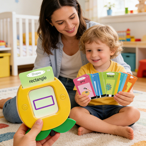 Jouet d'apprentissage Montessori pour tout-petits, machine à cartes flash audio en forme de pomme, lecteur de cartes flash parlant, 112 cartes, rechargeable - Product Image 1