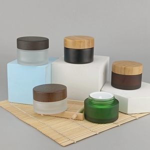 Barattolo di <span class=keywords><strong>vetro</strong></span> smerigliato trasparente da <span class=keywords><strong>50</strong></span> <span class=keywords><strong>ml</strong></span> barattolo di <span class=keywords><strong>vetro</strong></span> cosmetico vuoto da <span class=keywords><strong>50</strong></span> grammo contenitore di <span class=keywords><strong>vetro</strong></span> barattolo di crema per il viso con coperchio in legno scuro - Product Image 5