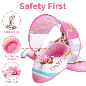 Flotador de Natación para Niños Swimbobo Cool Pink Plane, Anillo de Natación Inflable de PVC, Asiento de Seguridad para Niños con Toldo - Product Image 4