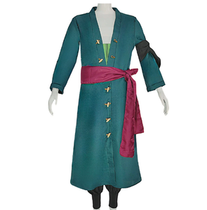 Toute la série Anime Roronoa Zoro Cosplay Costume uniforme vert manteau ceinture pantalon tête écharpe Roronoa Zoro <span class=keywords><strong>perruque</strong></span> boucles d'oreilles Halloween - Product Image 2