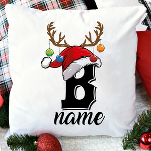 <strong>Personalised</strong> Christmas <strong>Pillow</strong> <strong>Case</strong> Initial with Name Cushion Cover Xmas Party Decor Home Pillowcase Xmas Gift for Family Friends - Product Image 4