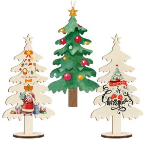 Ornements de Noël en bois vierges à suspendre, décorations DIY avec base en corde, artisanat en bois non fini pleine couleur pour les fêtes - Product Image 5