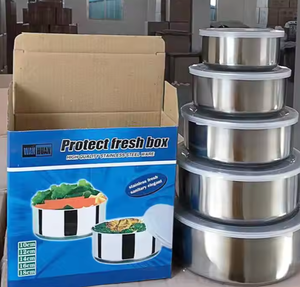 Ensemble de marmites en acier inoxydable de 5 pièces avec couvercle intérieur ensemble de <span class=keywords><strong>rangement</strong></span> de <span class=keywords><strong>cuisine</strong></span> pour récipients alimentaires chauffants vente en gros - Product Image 6
