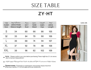 ZYHT 20351 Abito Estivo da Donna con <span class=keywords><strong>Maniche</strong></span> Corte a Sbuffo, Colletto Quadrato Vintage, <span class=keywords><strong>Vestito</strong></span> Casual a Tinta Unita, Lungo e Dritto - Product Image 3