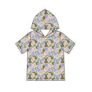 Précommande : Sweat à capuche décontracté respirant en Spandex/Coton à manches courtes, motif camouflage, grandes tailles, pour garçons – Collection Chasse - Product Image 3