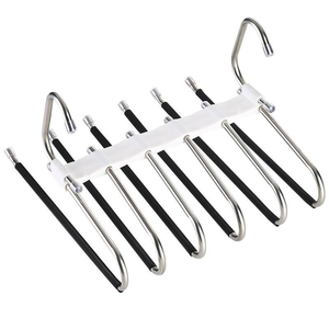 6 in 1 Edelstahl Platz sparen Multifunktion ales Klapp regal Kleider schrank Organizer Hosen Kleiderbügel - Product Image 1