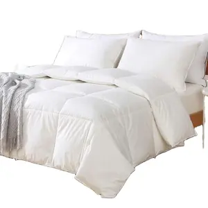 White Goose Down Fiber Comforter Full/Queen, Fluffy Lightweight Down Duvet Insert, Soft Cotton Rich Cover