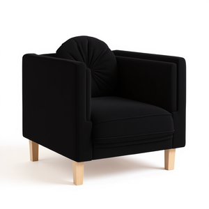 Black Velvet <b>Sofa</b> Chair Solid Wood <b>Legs</b> Tufted Back Living Room Furniture Contemporary Design - Product Image 1