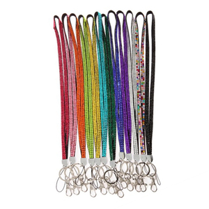 Hot Sale Bling Cheerleader Crystal Rhinestone Necklace Lanyard with Keychain for Women Men Teenagers