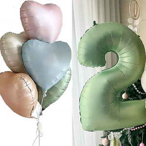 Globos de aluminio con número 0-<span class=keywords><strong>9</strong></span> digital grande verde oliva de 40 pulgadas en forma de corazón-Juego de globos felices de cumpleaños - Product Image 1