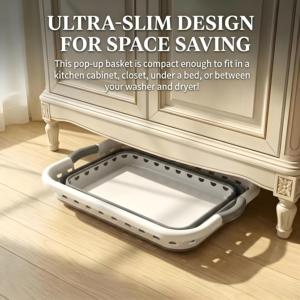 45L Household Plastic + TPR Folding Laundry <b>Basket</b> for Convenient Storage Dirty Clothes Toys SM030104 SM030104 SM030104 SM030104 - Product Image 5