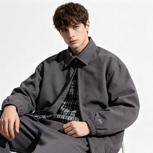 Veste en jean vintage en toile, style workwear japonais, col pointu, poignets élastiques, coupe ample, coupe-vent, imperméable, streetwear décontracté pour le quotidien - Product Image 4