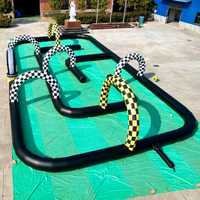 Piste de karting gonflable géante, piste de course gonflable pour enfants et adultes, équipement de parc d'attractions en plein air