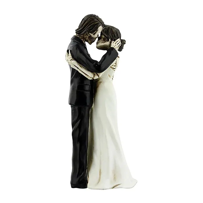 Estatueta decorativa para decoração, dia das mortas, esqueleto de noiva, casal