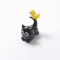 Figura Decorativa de Gatito Negro Hecha a Mano con Técnica de Incrustación de Alambre, Linda Decoración de Vidrio para Escritorio o Dormitorio, Regalo