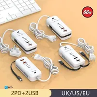 Adaptor Daya Pengisian Cepat Type-C & USB Multiport 66W PD QC3.0 dengan Proteksi OTP Tahan Api untuk Smartphone & Tablet