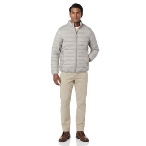 2025 Winter High Street Canvas Stand Collar Zipper Front Logo Customized <b>Men</b> Puffer <b>Jacket</b> Factory Wholesale Price - Product Image 1
