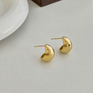 Dylam New Designer S925 Silver Rhodium 18K Gold Plated <b>Fine</b> Fashion Jewelry Women Geometric Chunky Glossy <b>Stud</b> <b>Earrings</b> - Product Image 4