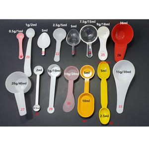 Différents styles 0.5g <span class=keywords><strong>1g</strong></span> 2.5g 7.5g 9g 15g 20g <span class=keywords><strong>cuillère</strong></span> à mesurer <span class=keywords><strong>en</strong></span> plastique 1ml 2ml 5ml 10ml 36ml 18ml 30ml 40ml <span class=keywords><strong>cuillère</strong></span> à poudre <span class=keywords><strong>de</strong></span> <span class=keywords><strong>sel</strong></span> - Product Image 1