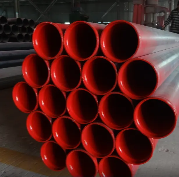 複合鋼管外部亜鉛メッキライニング赤色プラスチックコーティング給水および消火用