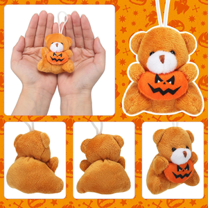 Halloween Stuffed Animal Mini <strong>Pumpkin</strong> <strong>Teddy</strong> Bear Plush Toys with Hanging Rope Party Decoration Small Bear Soft Doll - Product Image 3