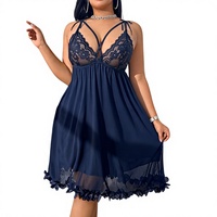 Nouvel Arrivage Commerce Extérieur – Ensemble Nuisette Sexy en Dentelle Col V Profond sans Manches en Polyester avec Bretelles – Lingerie Femme Été