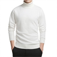 Pull col roulé en maille plate pour homme, coupe ajustée, chaud, pour l'automne, en polyester et terylène, haute élasticité, manches longues - AliExpress