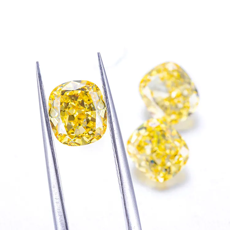 Zhanhao-GEMA suelta cortada para cojín, diamante amarillo, color elegante, diamante sintético, circón