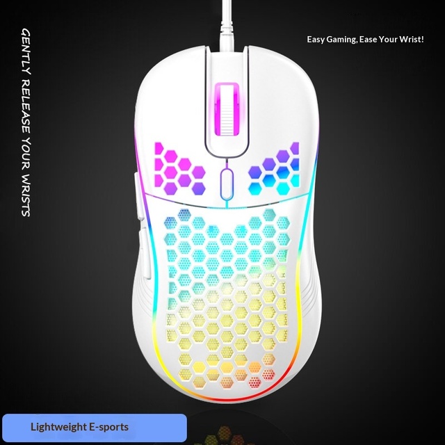 D110 Perforated Gaming Mouse Wired Luminous Hollow Lightweight E-sports USB 6 Buttons Photoelectric Gaming Mouse