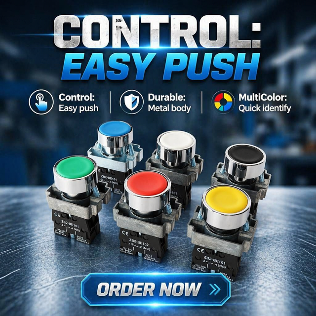 Button Switch Momentary Self Reset XB2 Small Flat Round Head 22mm Power Push Button Switch XB2-BA42 XB2-BA31 XB2-BA51 10A NC/NO