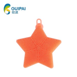 Silicone Star Dishwashing <b>Brush</b> 13cm X 11cm Multi Functional Kitchen Cleaning Tool Heat Resistant Food Grade Material - Product Image 3