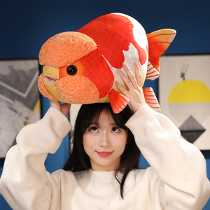 Coussin en peluche réaliste Ranchu, poisson rouge en peluche, jouet en peluche poisson bulle mignon, coussin décoratif en peluche carpe Ranchu 3D réaliste, cadeaux - Product Image 3