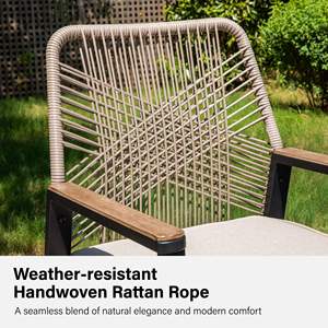 जेयूनियन टिकाऊ आउटडोर डाइनिंग सेट 6-सीटर रतन पैटिको फर्नीचर की मेज के आसपास डाइनिंग कुर्सियां - Product Image 4