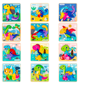 Haute qualité dinosaure Puzzle créatif dessin animé en bois Puzzle blocs éducatifs Montessori jouets pour enfants garçons filles - Product Image 4