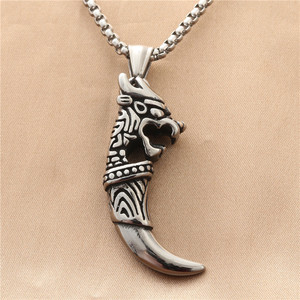 yunnique Stainless Steel Lion Fang Pendant Men's Necklace Retro <b>Punk</b> Style Animal Shape Fashion Jewelry 19051 - Product Image 3