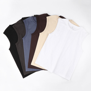 230g pesante 100% cotone gilet senza maniche t-shirt da <span class=keywords><strong>uomo</strong></span> casual sciolto donna spalla larga personalizzata t-shirt senza maniche pesante - Product Image 3