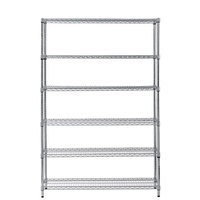Étagère moderne à 6 niveaux en acier robuste, style métro, pour bureau, garage, conforme aux normes NSF, large, en fil chromé