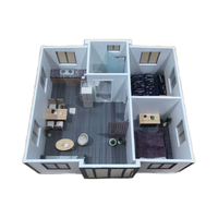 Villa mobile moderne en acier à 2 chambres et maison d'extension hôtelière avec conception modulaire étanche pour utilisation extérieure en appartement