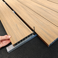 Planche de terrasse en WPC extérieure à emboîtement moderne, antidérapante, installation facile, pour usage domestique et jardin, plancher bicolore
