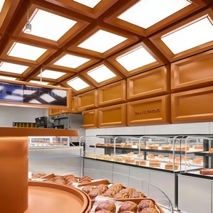 Vitrine ou comptoir de présentation pour pain, pâtisserie et gâteaux avec éclairage, en fer et bois combinés, pour centre commercial et boulangerie - Product Image 2