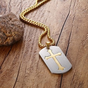 Croix creuse religieuse protestante chrétienne étanche sans ternissement bijoux en acier inoxydable pendentifs colliers pour hommes en gros - Product Image 5