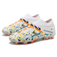 Chaussures de football montantes pour hommes à col chaussette, crampons FG AG TF, tige synthétique respirante, pour entraînement sur gazon