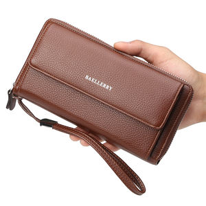 Moda buona qualità marca cerniera grande cuoio PU <span class=keywords><strong>portafoglio</strong></span> lungo <span class=keywords><strong>pochette</strong></span> da uomo - Product Image 1
