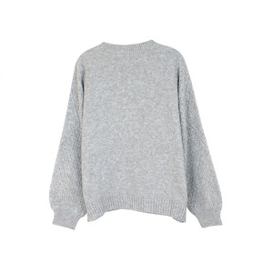 Pull à manches longues et col rond pour femme, tricot gris uni, Smlxl, vêtements décontractés pour printemps, automne et hiver - Product Image 2
