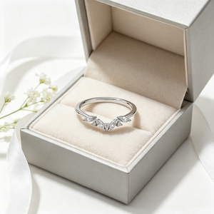 Bague de mariage empilable en argent sterling 925 plaqué rhodium avec moissanite taille marquise en V, résistante au ternissement, qualité supérieure, vente en gros - Product Image 6