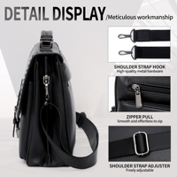 Sac à main classique multi-poches grande capacité, sacoche d'affaires de luxe faite à la main pour homme, sac à bandoulière en cuir PU