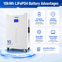 可堆叠混合式并网太阳能磷酸铁锂（LiFePO4）电池组，带WIFI/CAN智能监控功能，51V 200Ah，高效率10kWh，适用于家用电器太阳能电池组