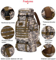 Promotion du magasin : Sac à dos de randonnée camouflage 80L, sac à dos tactique imperméable pour le voyage et le camping