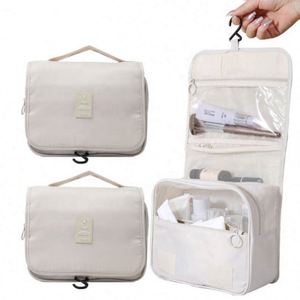 Hot Selling Custom Printing Logo & Design Polyester <b>Large</b> Capacity Mesh Pouch Hanging for Travel <b>Cosmetic</b> Makeup <b>Bag</b> Zipper - Product Image 2